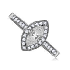 Marquise Diamond Single Halo Shoulder Set Ring