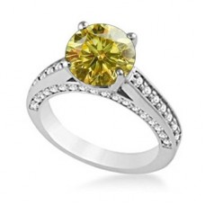 Fancy Yellow Round Diamond Vintage Shoulder Set Ring