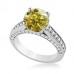 Fancy Yellow Round Diamond Vintage Shoulder Set Ring