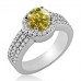 Fancy Yellow Round Diamond Halo Shoulder Set Ring