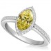 Fancy Yellow Marquise Shaped Diamond Halo Shoulder Set Ring