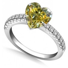 Fancy Yellow Heart Diamond Vintage Shoulder Set Ring Fancy Yellow Heart Diamond Vintage Shoulder Set Ring