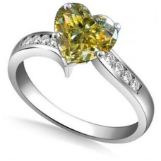 Fancy Yellow Heart Diamond Vinatge Shoulder Set Ring