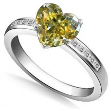 Fancy Yellow Heart Diamond Shoulder Set Ring