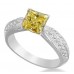 Fancy Yellow Cushion Diamond Vintage Shoulder Set Ring