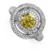 Fancy Yellow Round Diamond Halo Cluster Ring