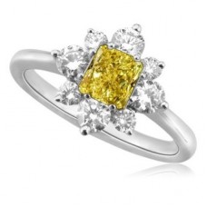 Fancy Yellow Radiant Diamond Cluster Ring