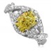 Fancy Yellow Cushion Diamond Halo Designer Ring