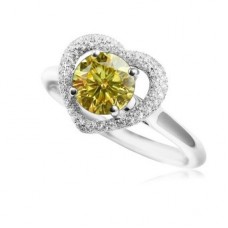 Fancy Yellow Round Diamond Heart Shape Designer Ring