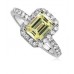 Fancy Yellow Emerald Diamond Halo Shoulder Set Ring