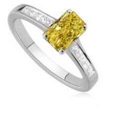 Fancy Yellow Radiant Diamond Shoulder Set Ring
