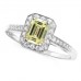 Fancy Yellow Emerald Diamond Halo Shoulder Set Ring