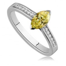 Fancy Yellow Marquise Diamond Shoulder Set Ring