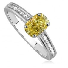 Fancy Yellow Oval Diamond Shoulder Set Ring