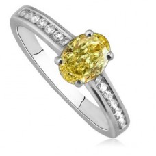 Fancy Yellow Cushion Diamond Shoulder Set Ring