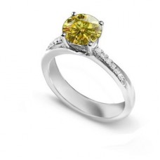 Fancy Yellow Round Diamond Shoulder Set Ring