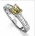 Fancy Yellow Asscher Cut Diamond Shoulder Set Ring