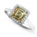Fancy Yellow Asscher Cut Diamond Cluster Ring