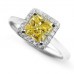 Fancy Yellow Cushion Diamond Cluster Ring