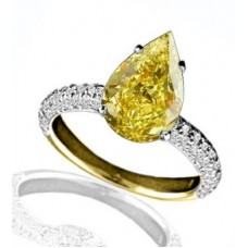 Fancy Yellow Pear Diamond Vintage Shoulder Set Ring