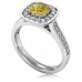 Fancy Yellow Cushion Diamond Halo Shoulder Set Ring