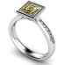 Fancy Yellow Asscher Cut Diamond Shoulder Set Ring