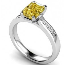 Fancy Yellow Radiant Diamond Shoulder Set Ring