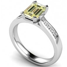 Fancy Yellow Emerald Diamond Shoulder Set Ring Fancy Yellow Emerald Diamond Shoulder Set Ring