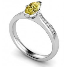 Fancy Yellow Marquise Diamond Shoulder Set Ring