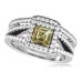 Fancy Yellow Asscher Cut Diamond Vintage Shoulder Set Ring