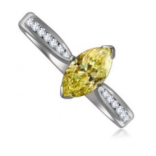 Fancy Yellow Marquise Diamond Shoulder Set Ring