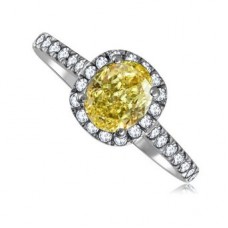 Fancy Yellow Oval Diamond Shoulder Set Ring