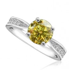 Fancy Yellow Round Diamond Shoulder Set Ring