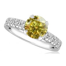 Fancy Yellow Round Diamond Shoulder Set Ring