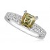 Fancy Yellow Asscher Cut Diamond Shoulder Set Ring