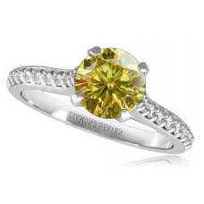 Fancy Yellow Round Diamond Shoulder Set Ring