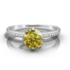 Fancy Yellow Round Diamond Shoulder Set Ring