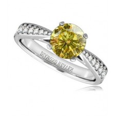Fancy Yellow Round Diamond Shoulder Set Ring