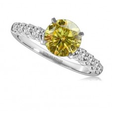 Fancy Yellow Round Diamond Shoulder Set Ring