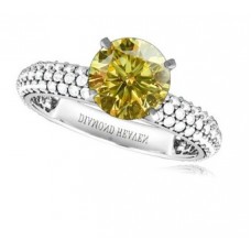 Fancy Yellow Round Diamond Halo Shoulder Set Ring