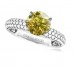 Fancy Yellow Round Diamond Halo Shoulder Set Ring