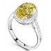 Fancy Yellow Oval Diamond Halo Shoulder Set Ring