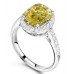 Fancy Yellow Cushion Diamond Halo Shoulder Set Ring