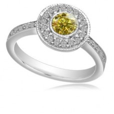 Fancy Yellow Round Diamond Shoulder Set Ring