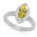 Fancy Yellow Marquise Diamond Halo Cluster Ring