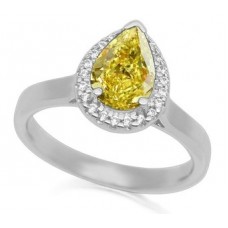 Fancy Yellow Pear Diamond Halo Ring