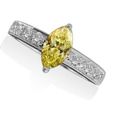 Fancy Yellow Marquise Diamond Shoulder Set Ring