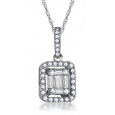 Round/baguette Cluster Designer Pendant