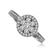 Round Cluster Halo Shoulder Set Diamond Ring Round Cluster Halo Shoulder Set Diamond Ring