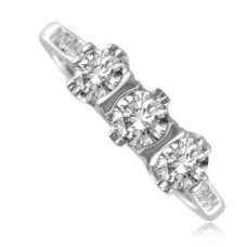 3 Stone Diamond Ring With Shoulder Diamonds